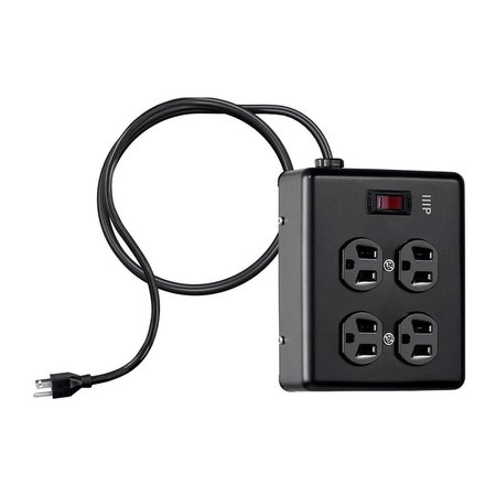 MONOPRICE Heavy Duty 4 Outlet Metal Surge Power Box_ 180 Joules_ w/6ft Cord_ Blk 35099